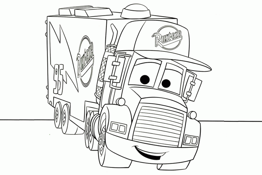 Disney Cars Coloring Pages Mack Cars