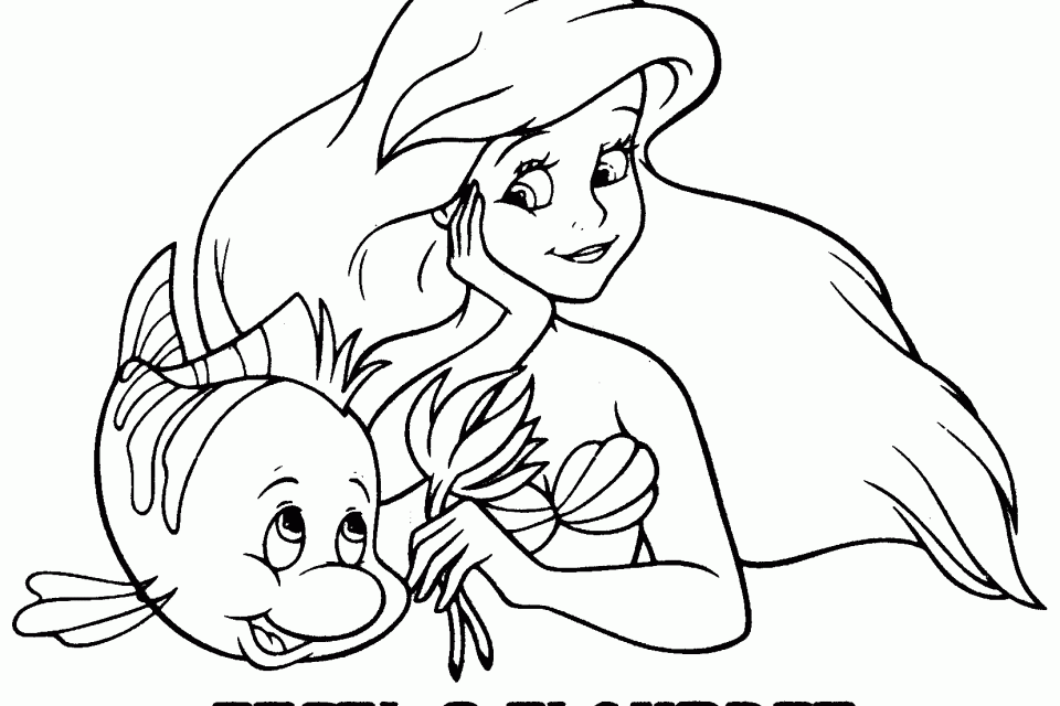 Ariel And Flounder Coloring Pages 640×960 #4504 Disney Coloring 