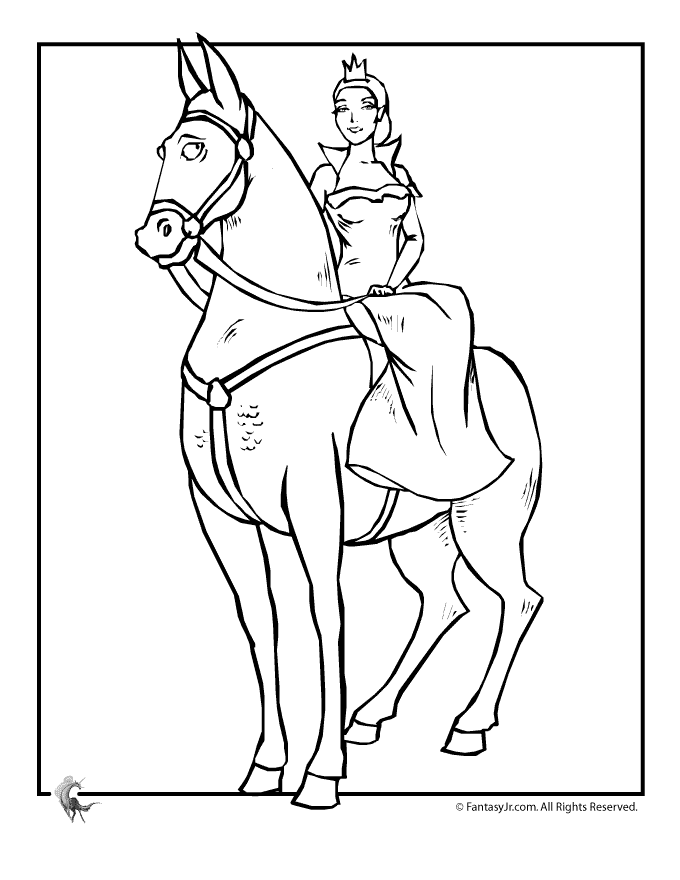 princess on horse Colouring Pages (page 2)