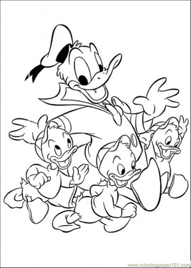 Coloring Pages Donald And His Nephew (Cartoons > Donald Duck 