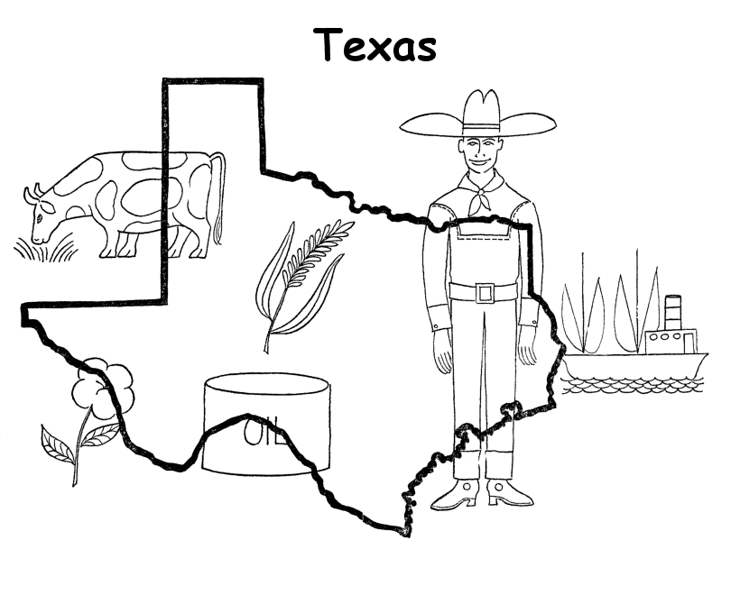 Texas State outline Coloring Page | Texas