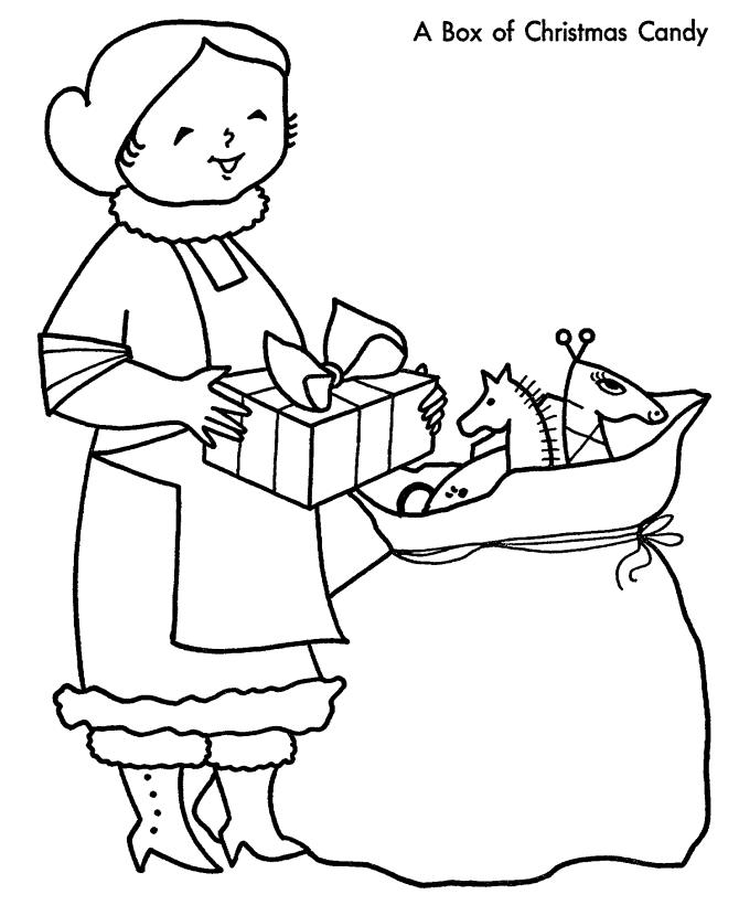 Christmas Eve Coloring Pages - Mrs Clause helps pack Coloring 