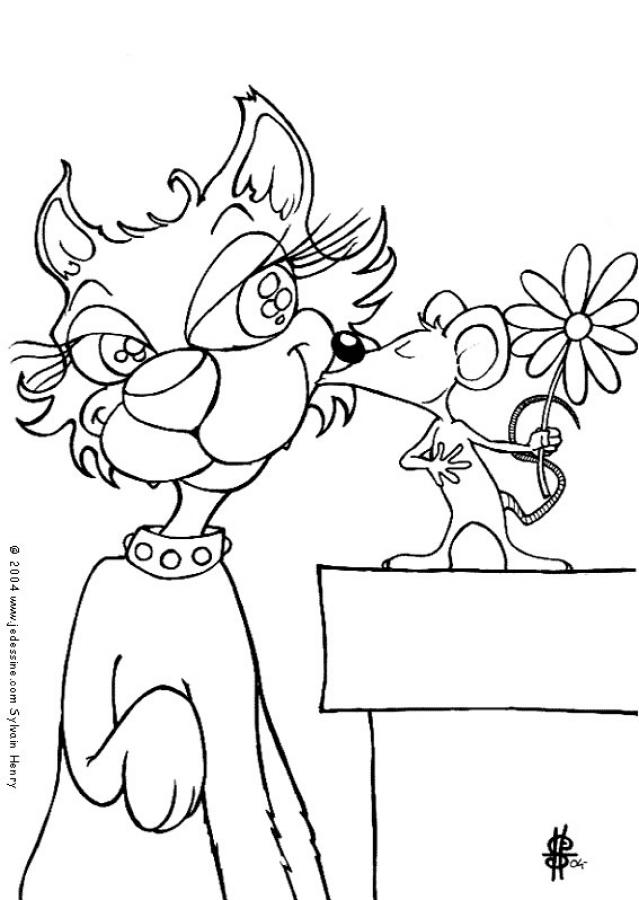 VALENTINE'S DAY coloring pages - Cat and mouse friendship