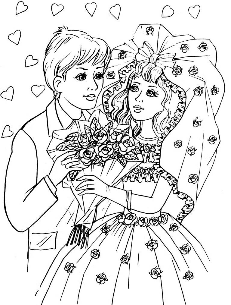 The most beautiful bride coloring pages 5 / Bride / Kids 