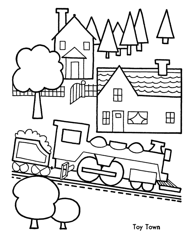 Christmas Toys Coloring Pages - Toy Town Christmas Coloring Sheet 