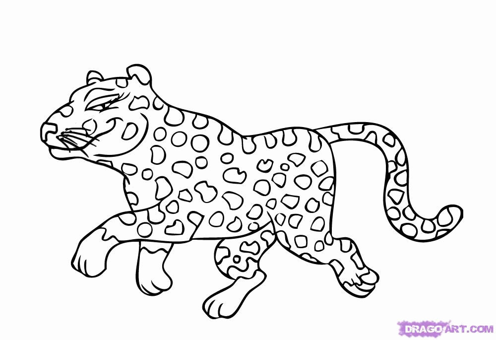 How To Draw A Cartoon Cheetah, Step By Step, Cartoon Animals - Coloring Home