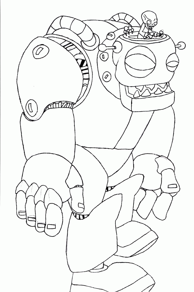 The Big Zombie Robot Coloring Pages - Halloween Cartoon Coloring 