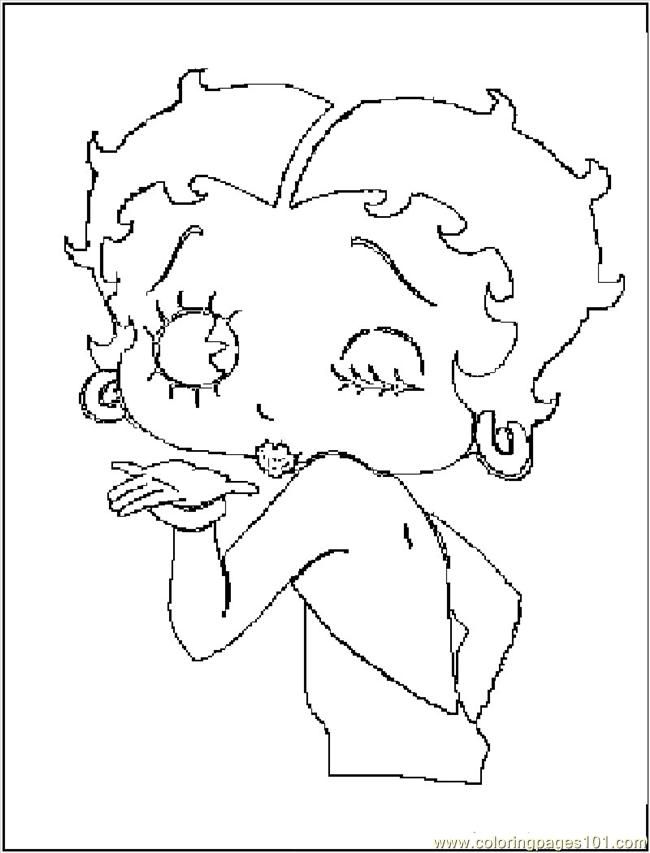 Betty Boop Surfing At The Beach Coloring Pages