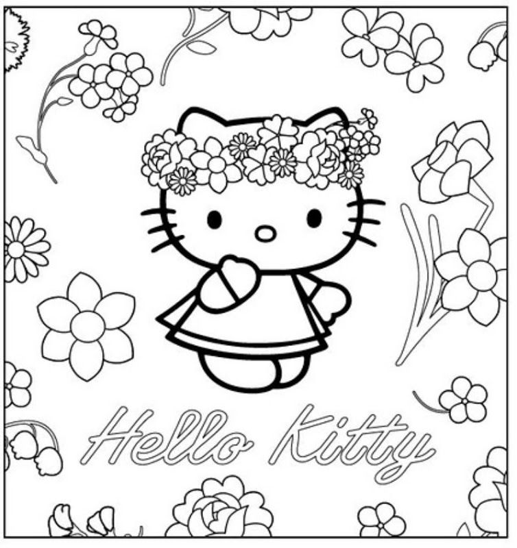 Hello Kitty hippie – free coloring pages