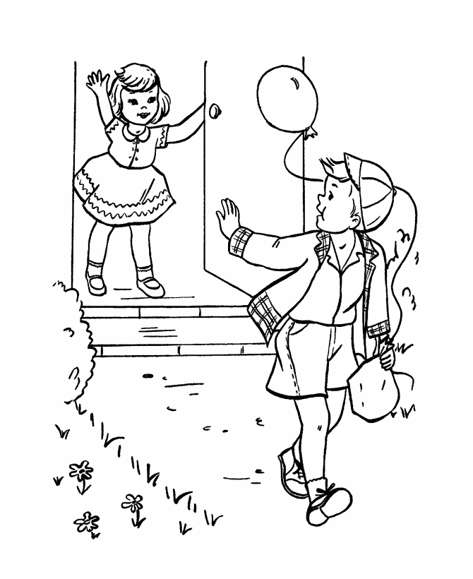 Birthday Coloring Pages | Printable Kids leaveing the Party 