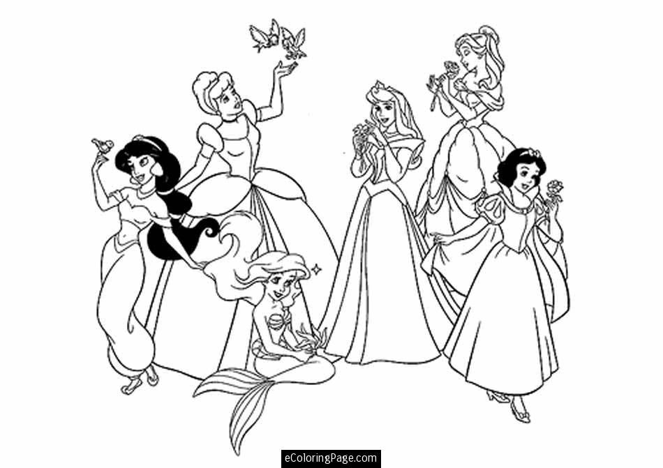 Printable Disney Princesses Coloring Page