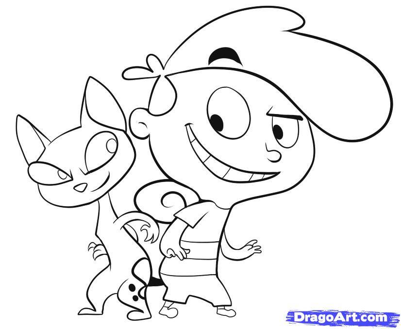 Kid Drawing Cat | kids drawing coloring page