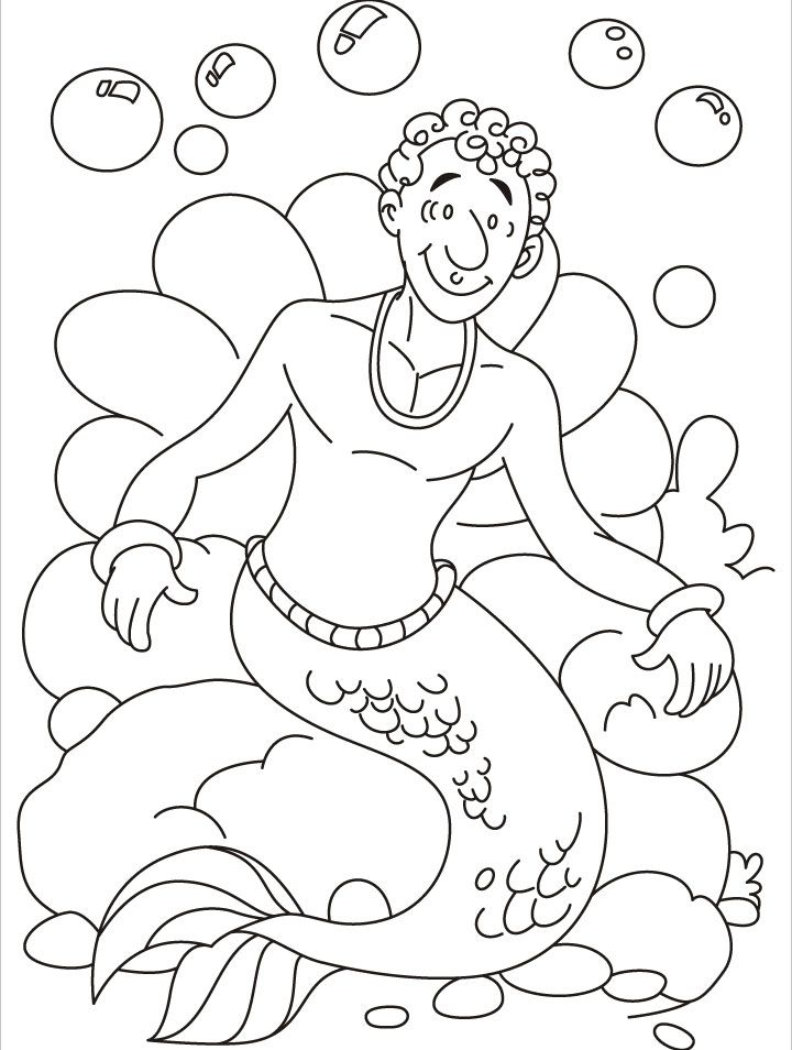 This young merman loves to play out of water coloring pages 