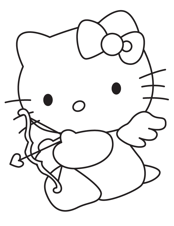 Download Hello Kitty Coloring Pages Valentines Day Cupid Or Print 
