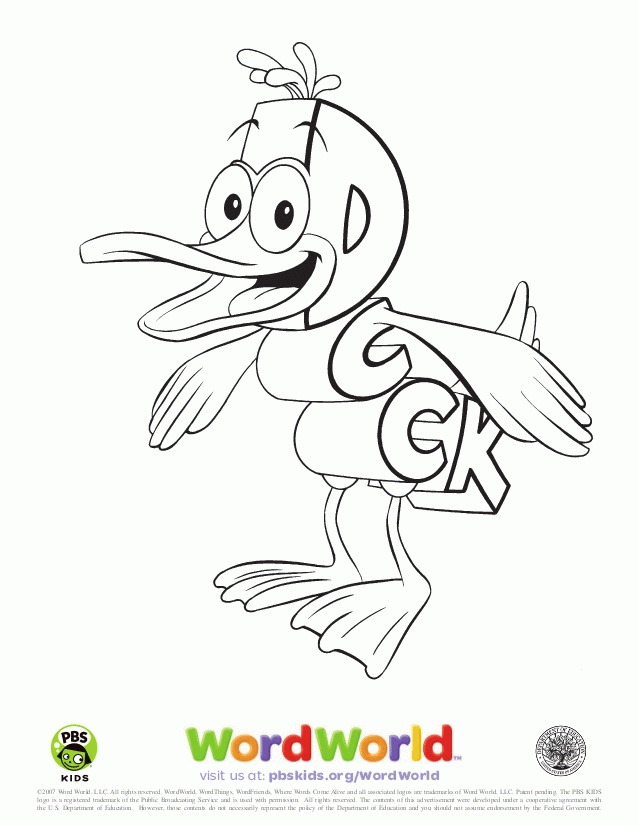Word World Duck coloring page