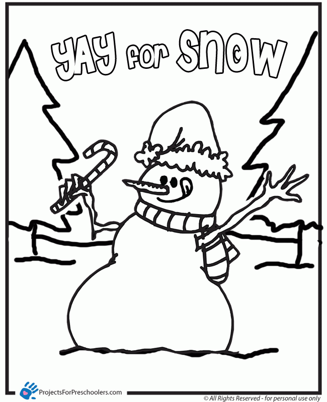 Free Printable yay for snow snowman coloring page - from 