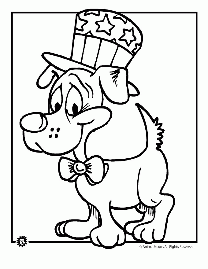 4th of July Puppy Coloring Page | 4th of July crafts.