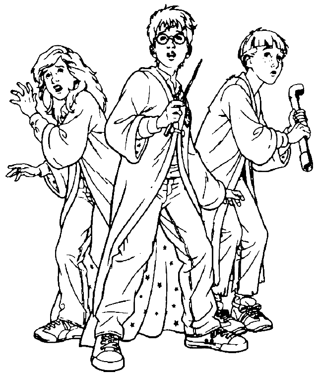 Young group Harry Potter coloring pages | color online Free 