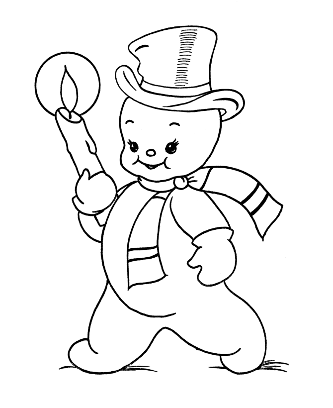 Christmas Candles Coloring pages - Snowman with a Christmas Candle 