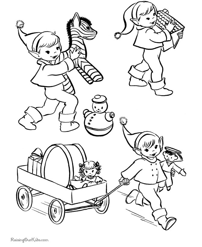 christmas elves Colouring Pages (page 2)