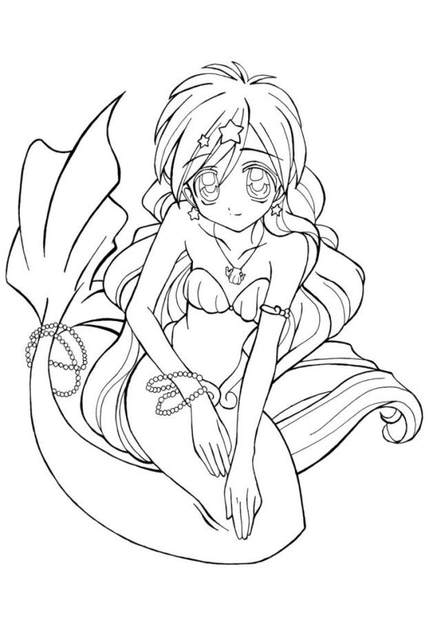 Online Anime Mermaid Coloring Pages | Laptopezine.