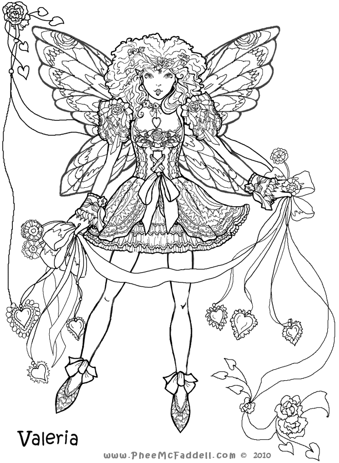 Valeria Valentine Fairy Coloring Page