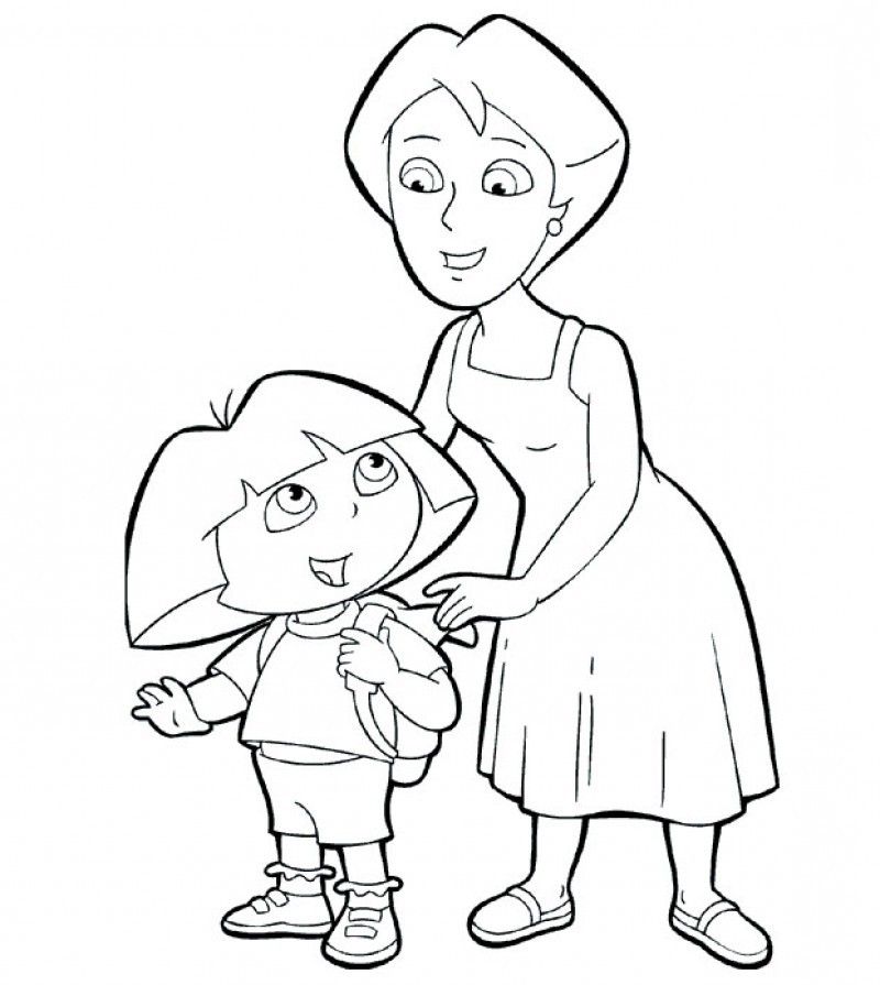Mother Dora Bag Tidied Up Coloring Page - Kids Colouring Pages