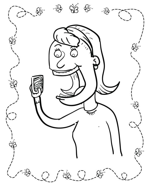 Girl Eating - Free Printable Coloring Pages