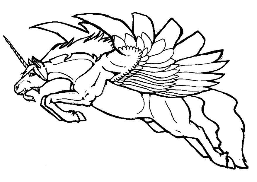 Coloring page flying unicorn - img 7131.