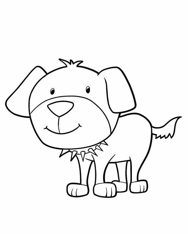 Puppy with collar - Free Printable Coloring Pages