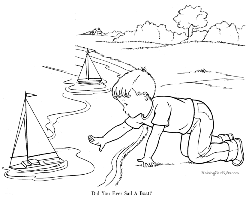 Coloring picture of boat 010