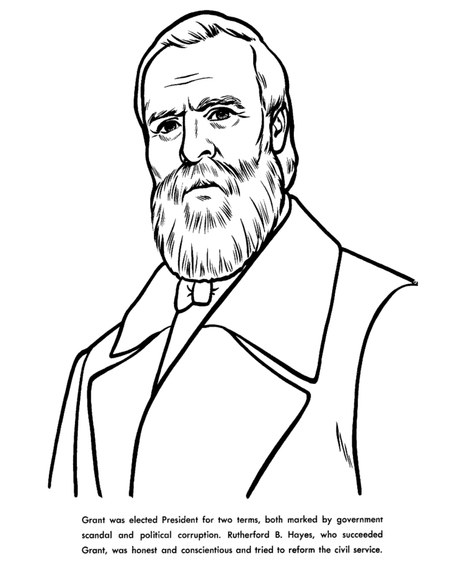 USA-Printables: President Rutherford B. Hayes Coloring Pages - US 