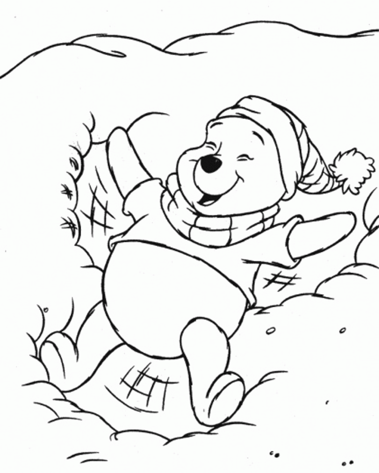 Download Pooh In The Snow Coloring Pages Printables Winter Or 