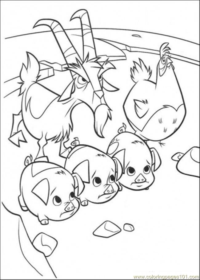 Coloring Pages Three Pigs Goat And Cock Angry (Cartoons > Others 