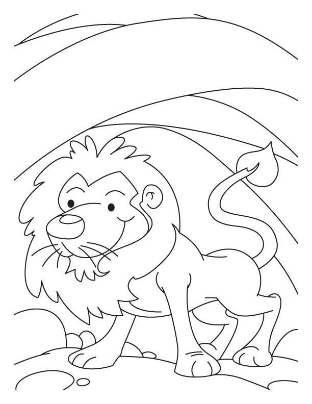 A lion in den coloring pages | Download Free A lion in den 