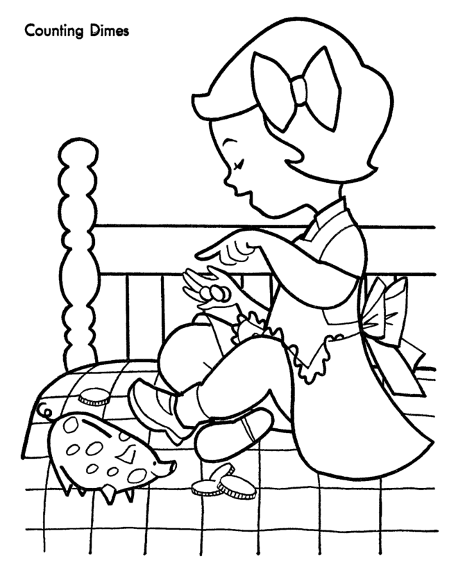 Counting Money - Coloring Page | Piggy Bank University Children's Min…