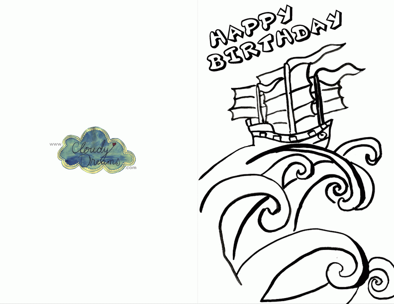 Hand Painted Free Happy Birthday Cards To Print And Color For Kids 