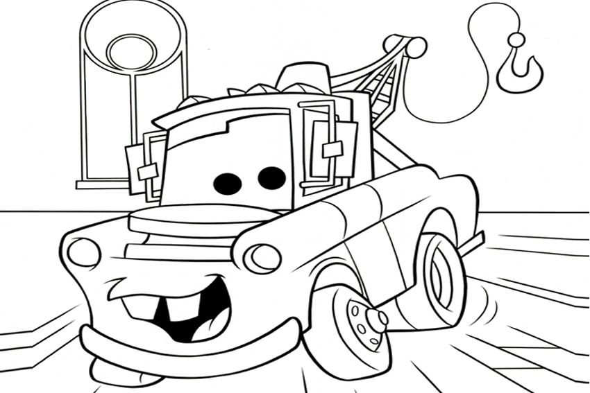 Coloring in cars coloring pages from the 2 movies made by Disney 
