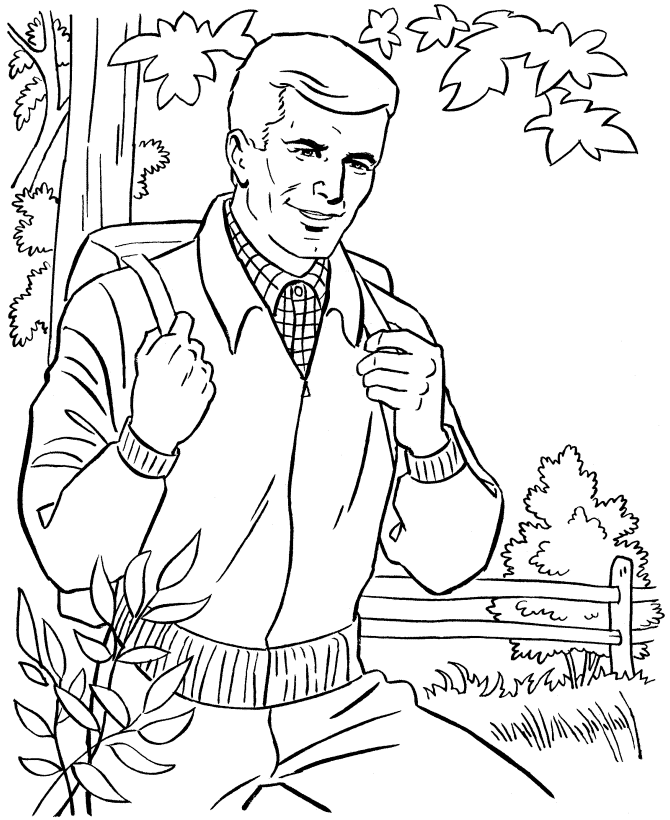 Father's Day Coloring Pages - Father outdoors | HonkingDonkey