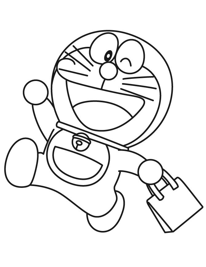 Doraemon Goes Shopping Coloring Page | Free Printable Coloring Pages