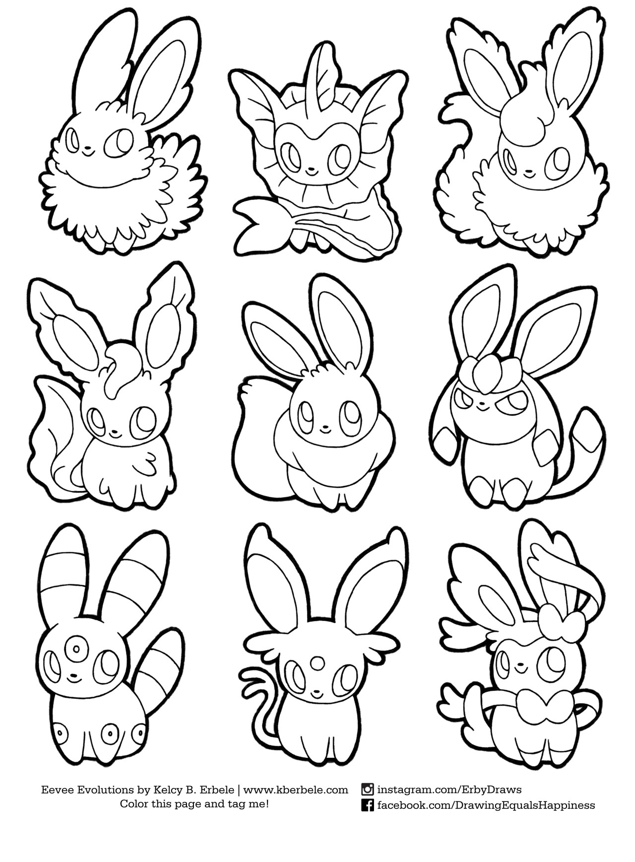 Pokemon Eevee Evolutions List Coloring Pages - Coloring Cool