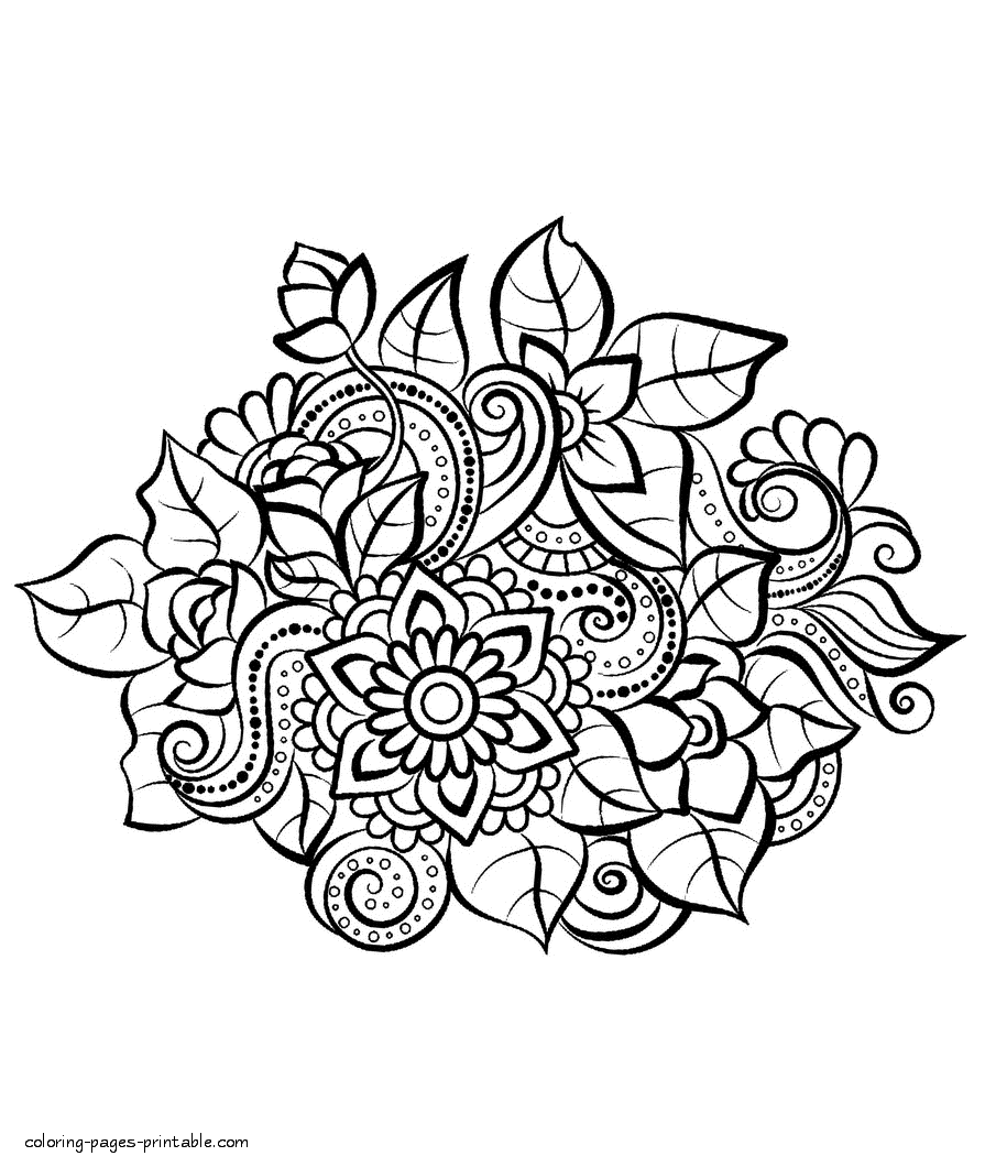 Hard Flower Coloring Pages || COLORING-PAGES-PRINTABLE.COM