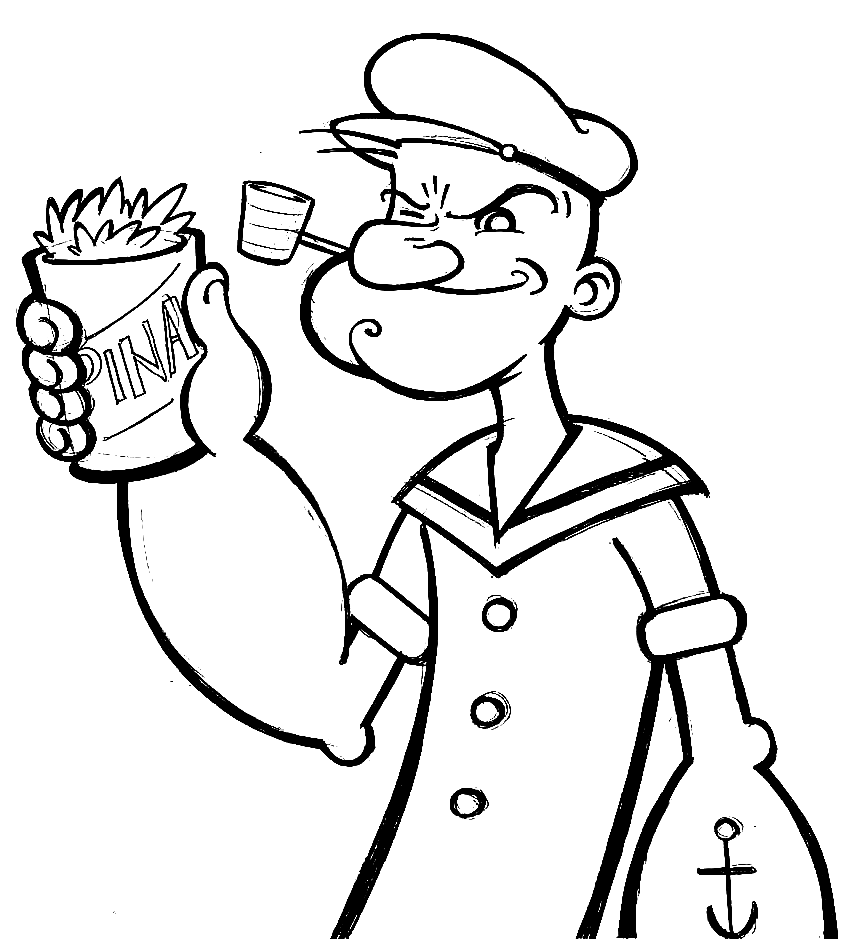 Popeye with Spinach Coloring Pages - Popeye Coloring Pages - Coloring Pages  For Kids And Adults