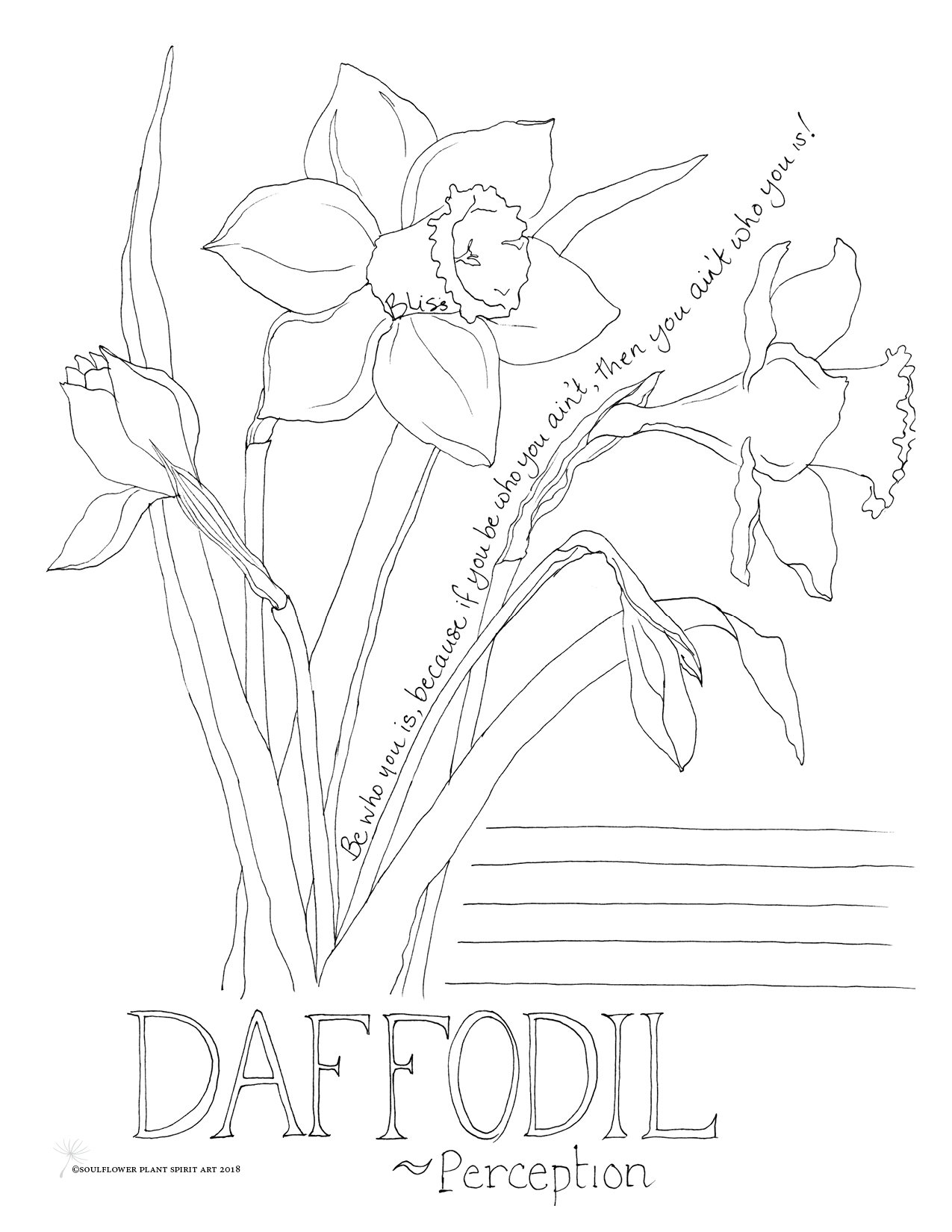 Daffodil (Perception) Coloring Page - My Soulflower