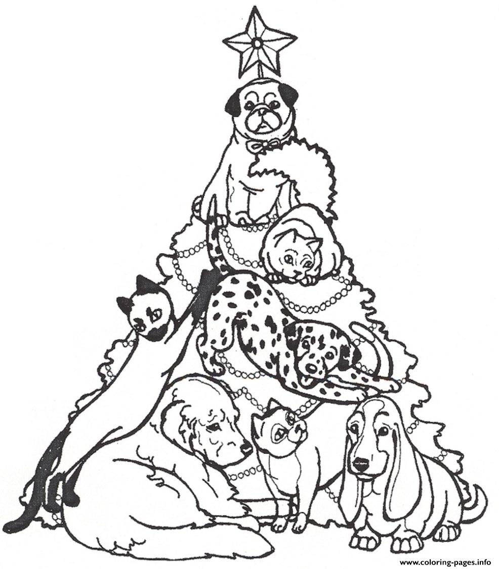 Christmas Tree And Dogs23ef Coloring Pages Printable