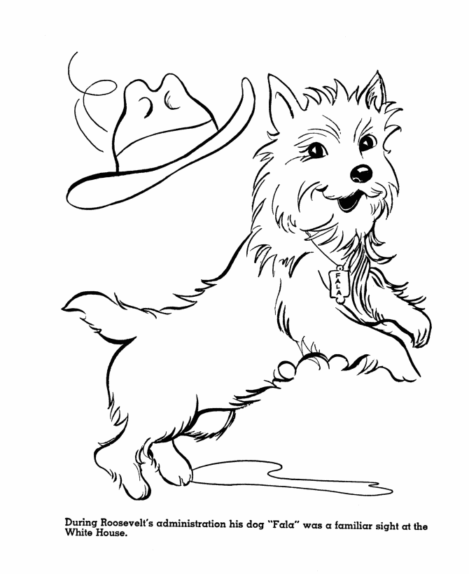 USA-Printables: White House Pets FALA - President Franklin Roosevelt's dog  - 8 - US Presidents Coloring Pages