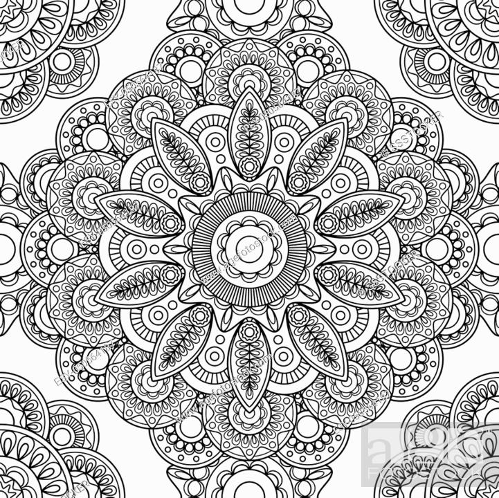 Boho doodle hand drawn seamless pattern, coloring pages for adults, Stock  Vector, Vector And Low Budget Royalty Free Image. Pic. ESY-050564187 |  agefotostock