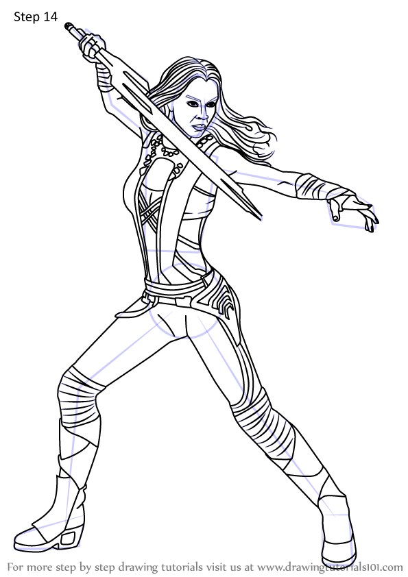 Learn How To Draw Gamora From Guardians Of The Galaxy (Guardians Of The
