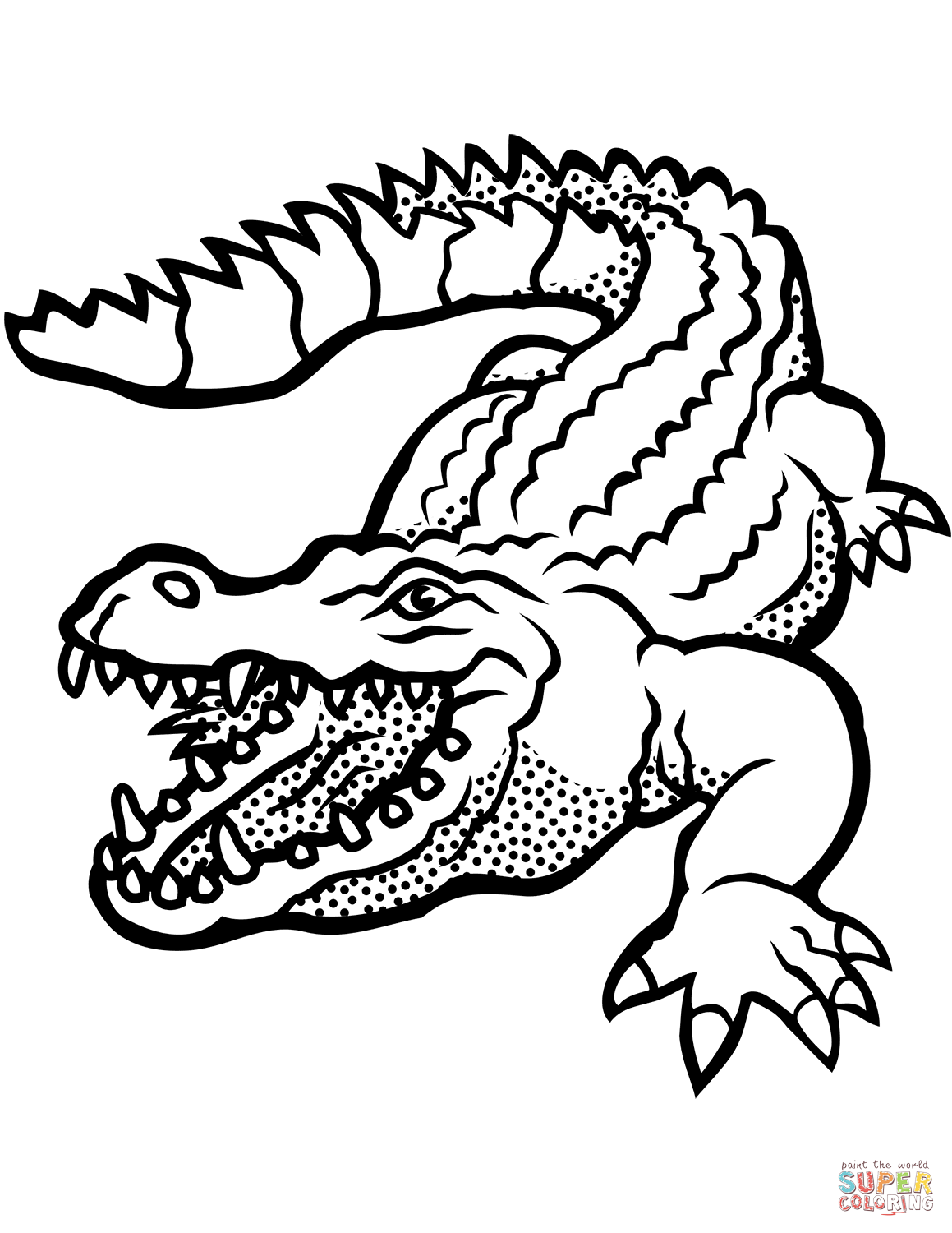 Crocodile with Open Mouth coloring page | Free Printable Coloring Pages