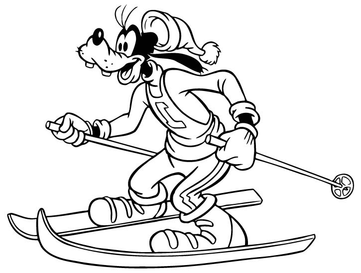 goofy coloring pages skiing Coloring4free - Coloring4Free.com
